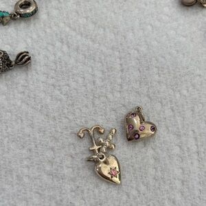 Tiffany & Co. Silver Heart charms with Pink crystal Accents
